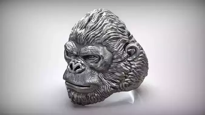 African Gorilla Monkey King Wild Animal Ring 3D print model