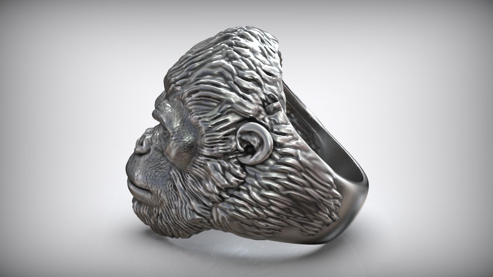African Gorilla Monkey King Wild Animal Ring 3D print model_1