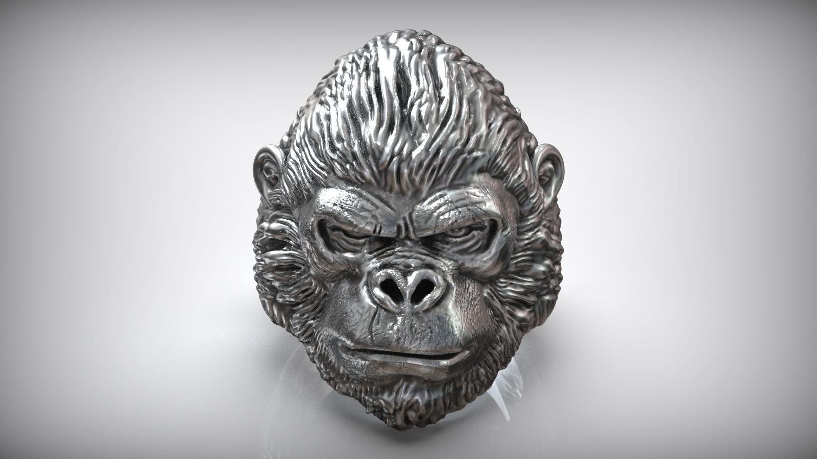 African Gorilla Monkey King Wild Animal Ring 3D print model_2