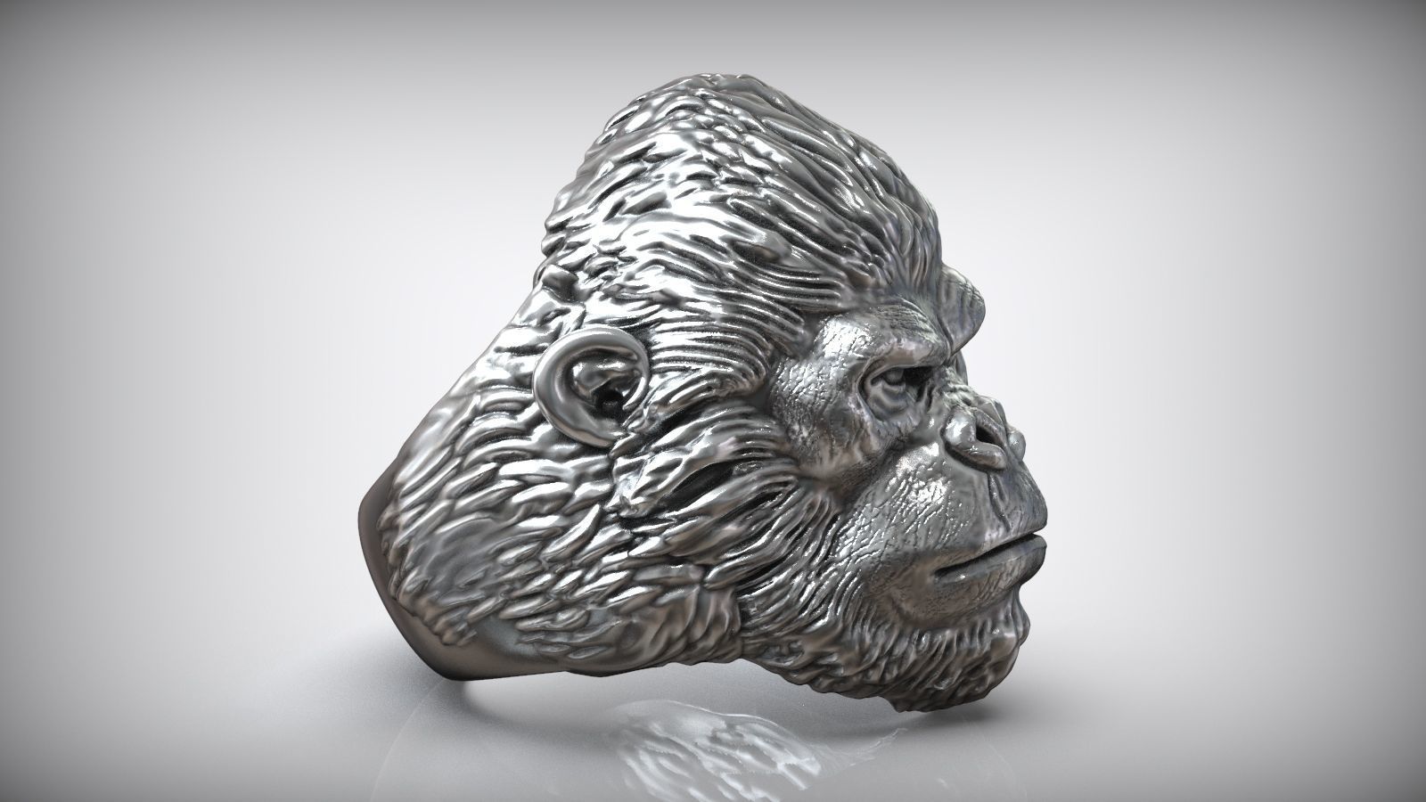African Gorilla Monkey King Wild Animal Ring 3D print model_3