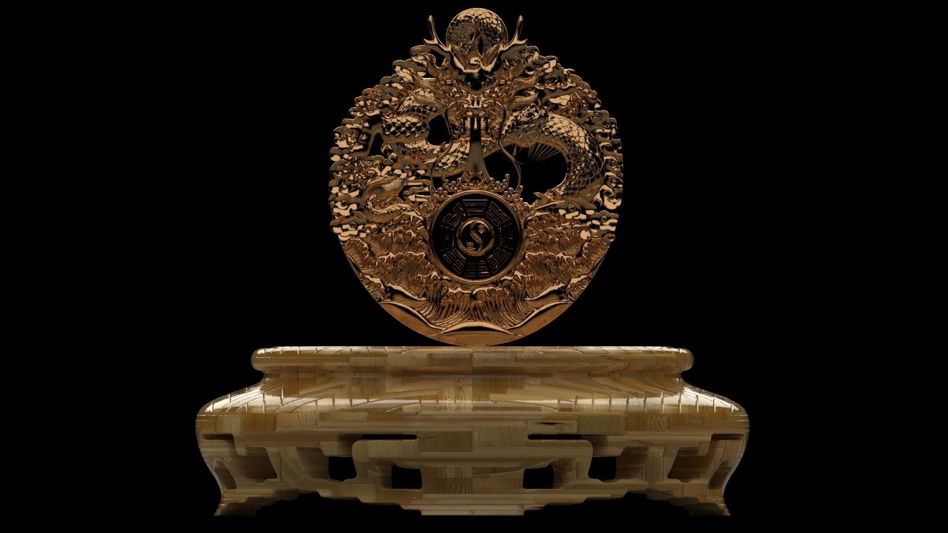 Chinese display stand with dragon  3D model_2