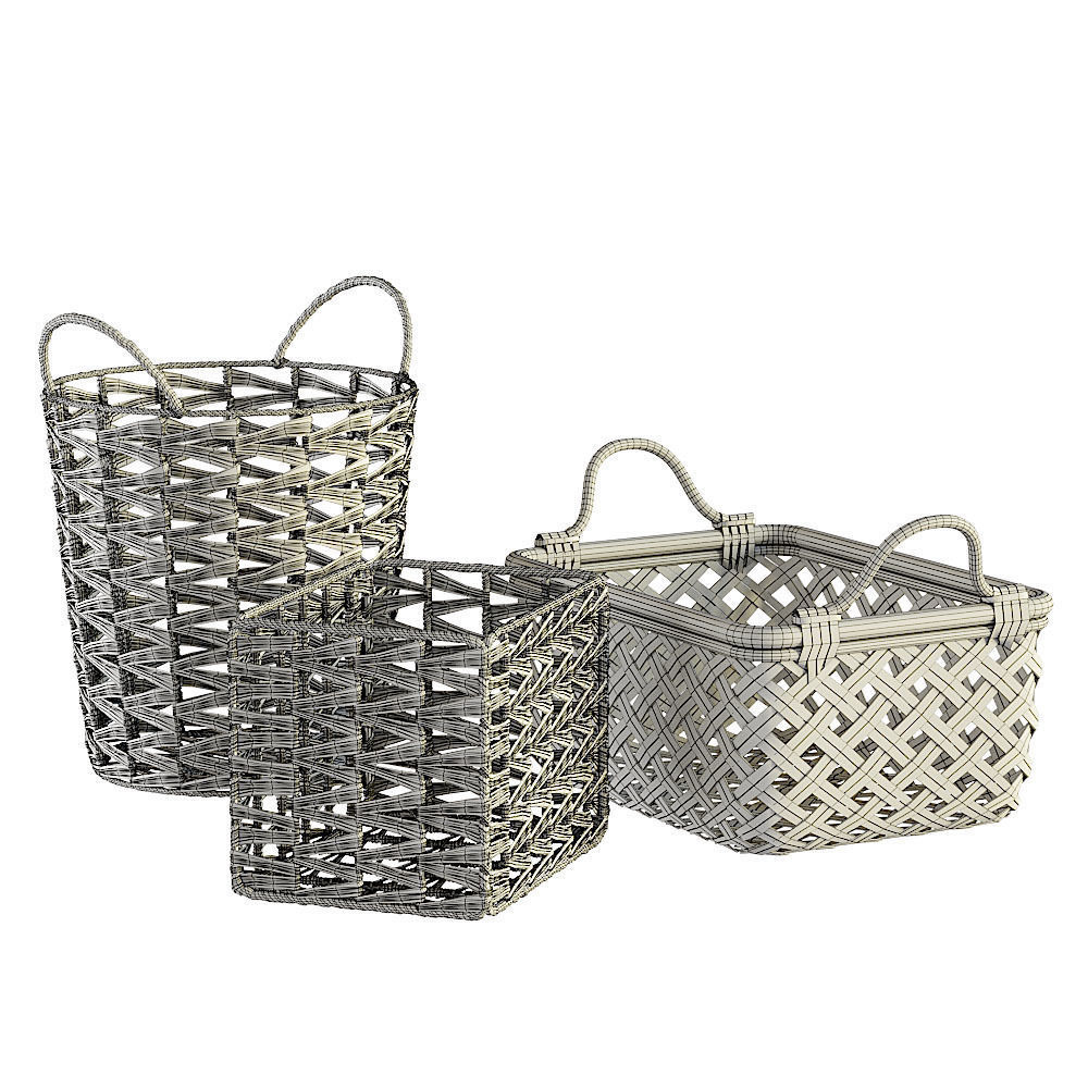 Ikea Insvep baskets set 3D model_4