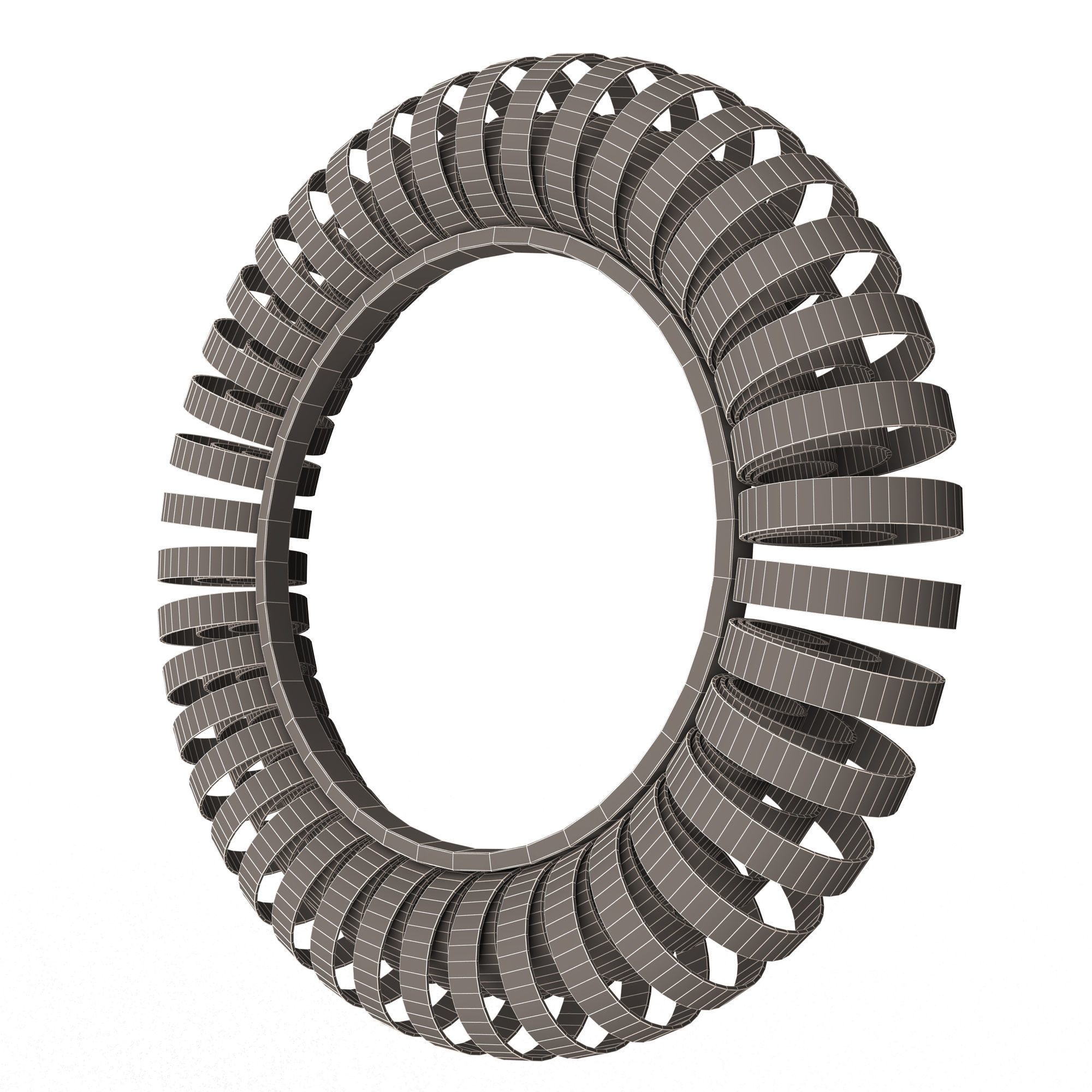 Wire Wheel Wall Mirror Low-poly 3D model_14