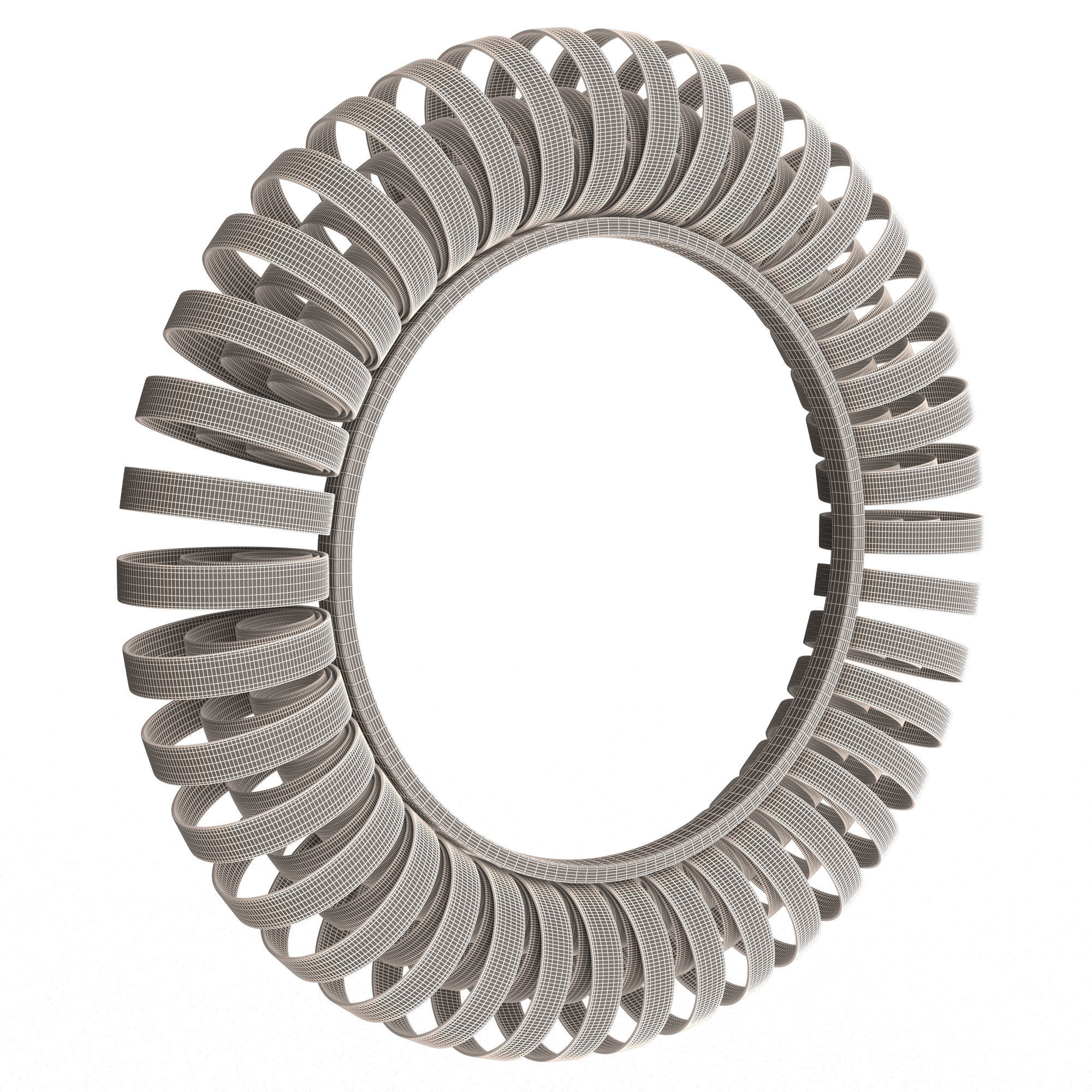 Wire Wheel Wall Mirror Low-poly 3D model_6