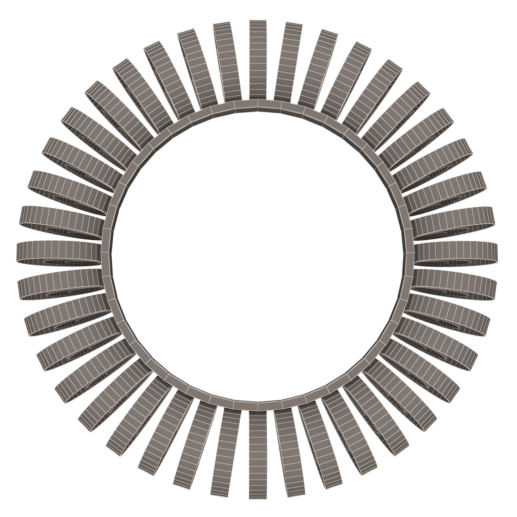 Wire Wheel Wall Mirror Low-poly 3D model_17