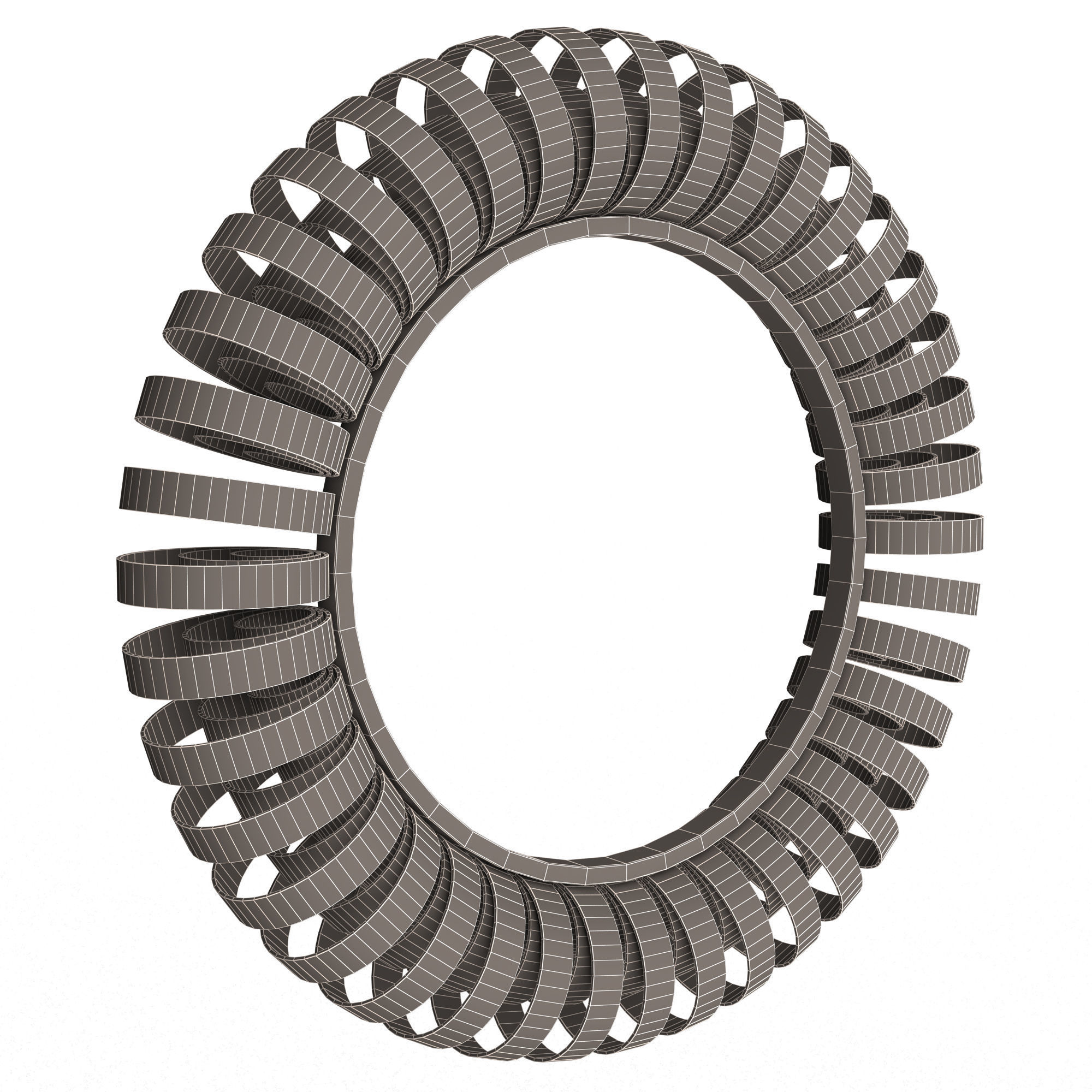 Wire Wheel Wall Mirror Low-poly 3D model_12
