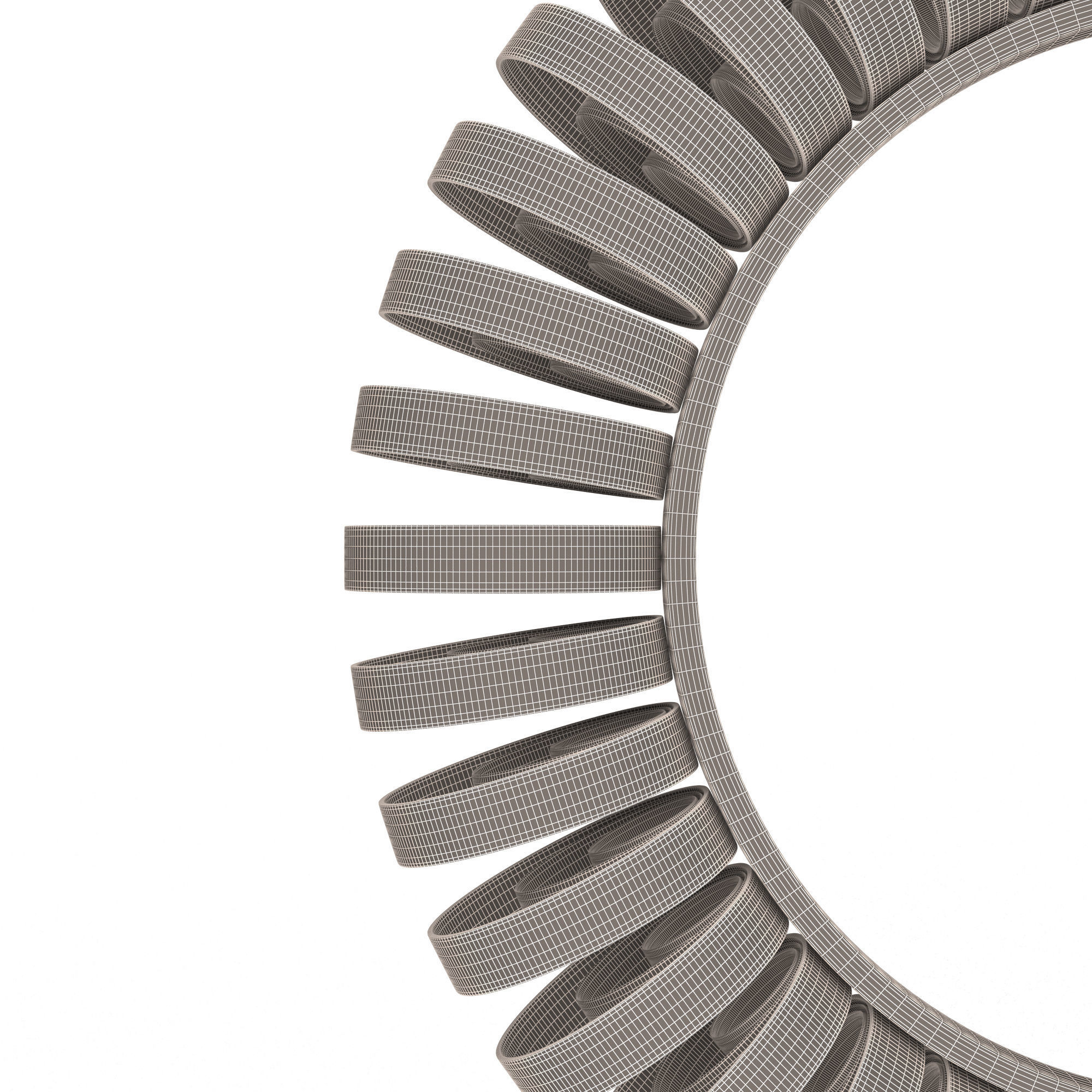 Wire Wheel Wall Mirror Low-poly 3D model_9