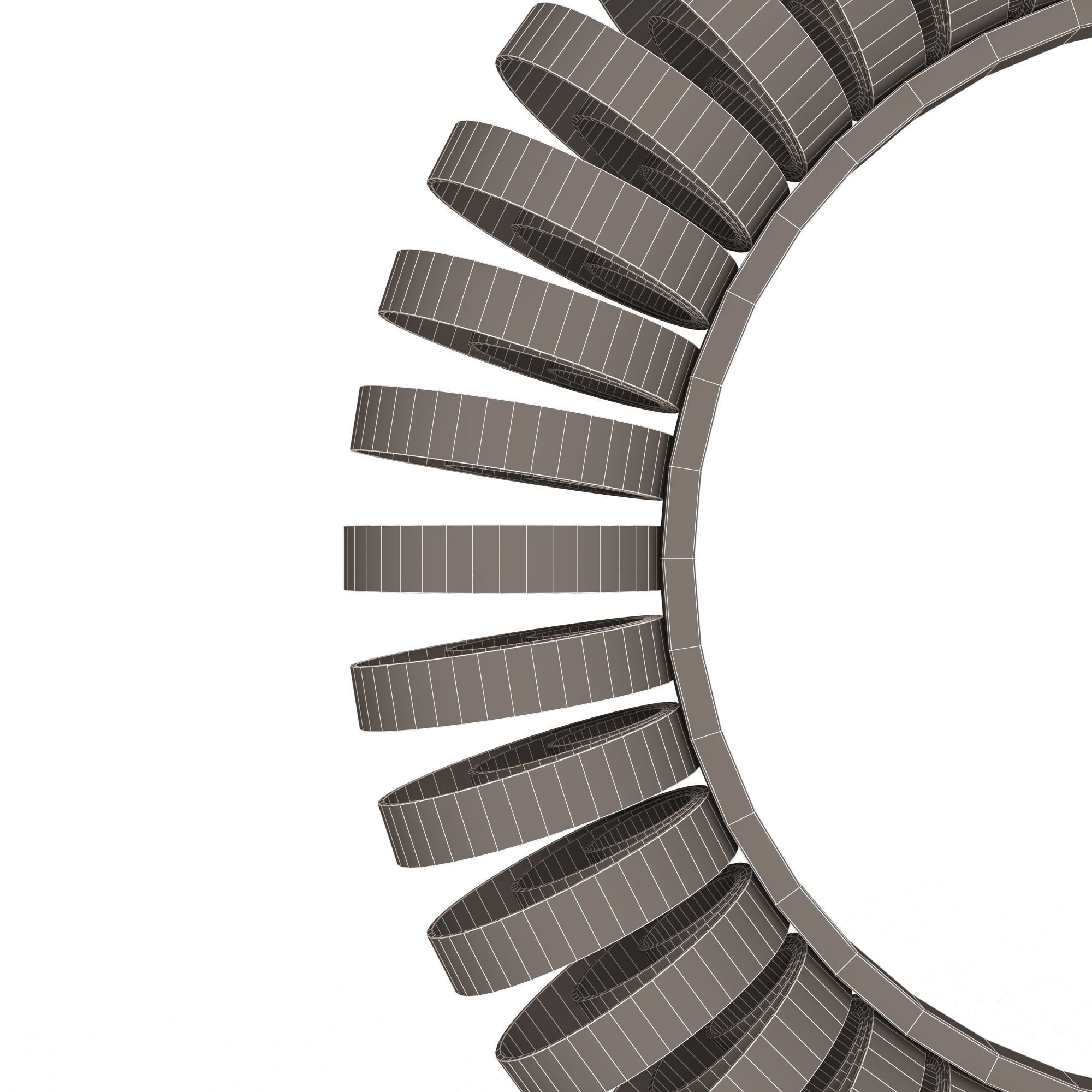 Wire Wheel Wall Mirror Low-poly 3D model_15