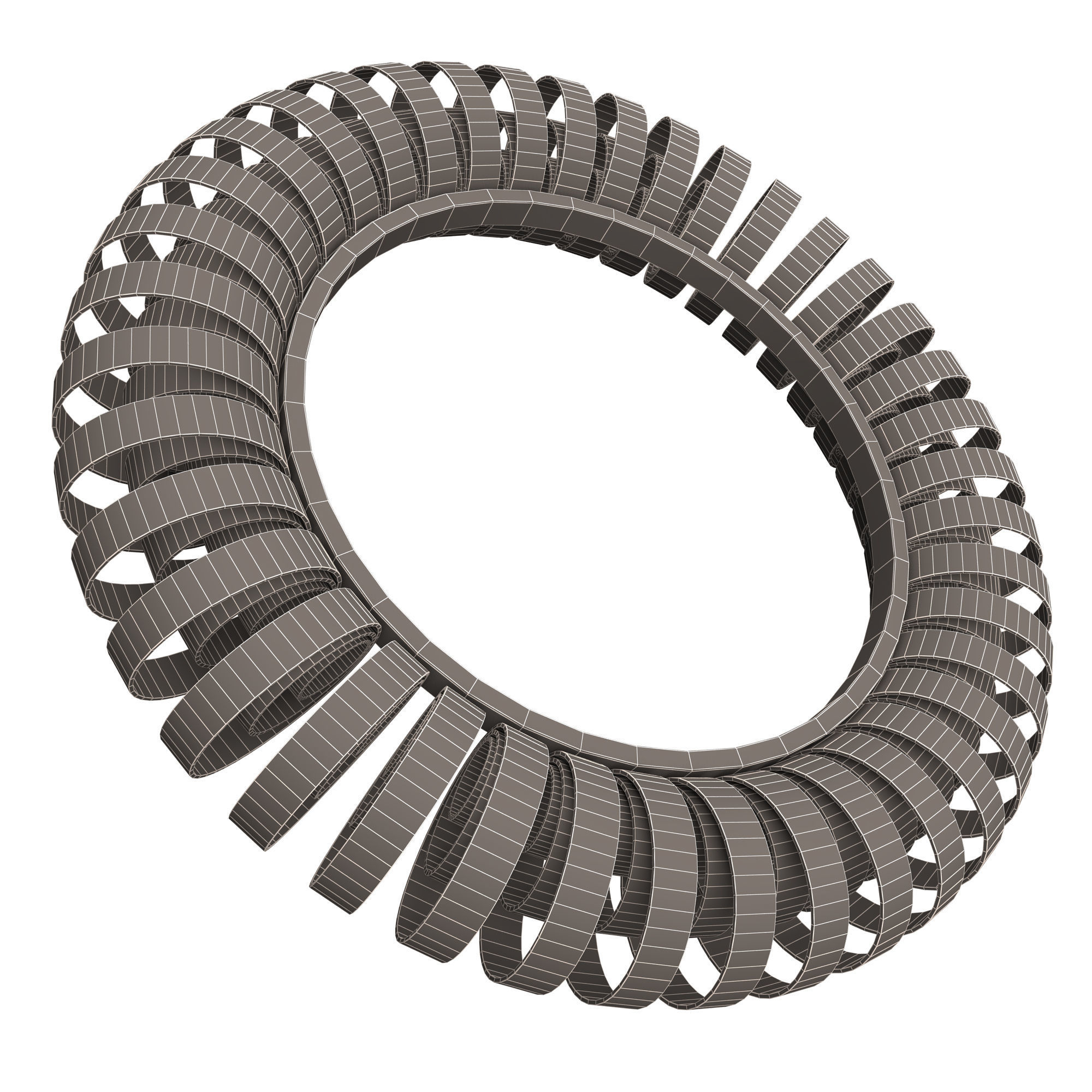 Wire Wheel Wall Mirror Low-poly 3D model_13