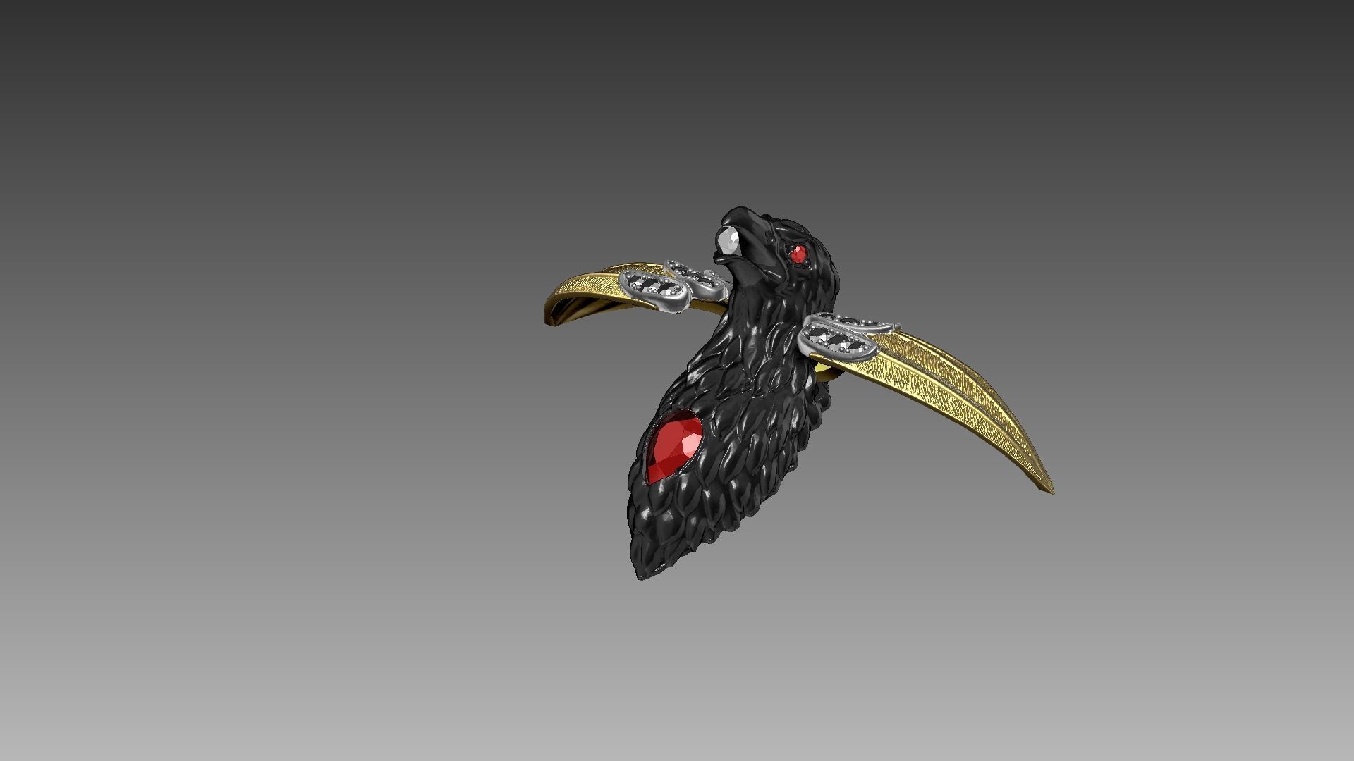 Eagle Pendant movable wings 3D print model_5