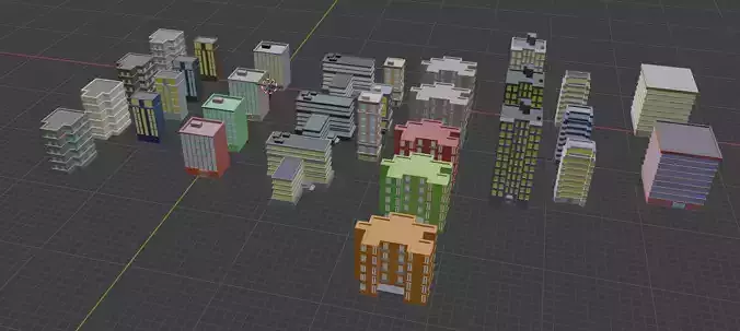low poly Apartments tall building