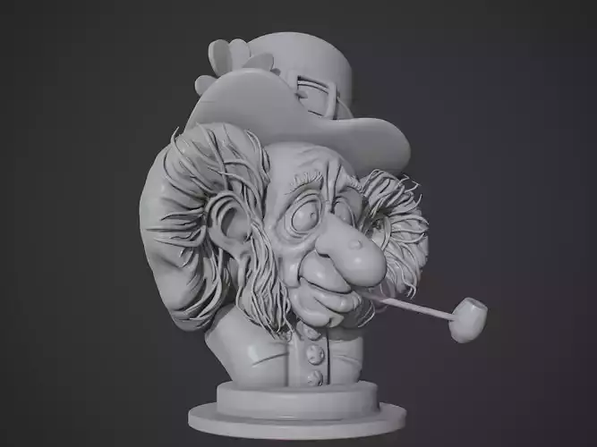 Lepricon 3d model clown wearing hat and smoking pipe 3D print model