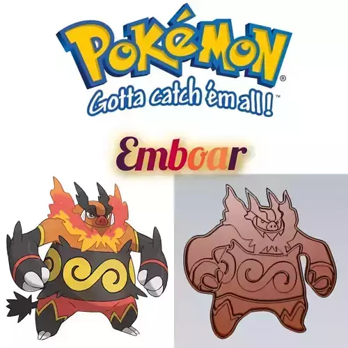 Amazing Pokemon Emboar Cookie Cutter Stamp Cake Decorating  3D model