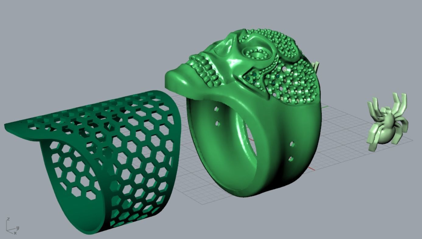 Skull and spider ring 3D print model_8