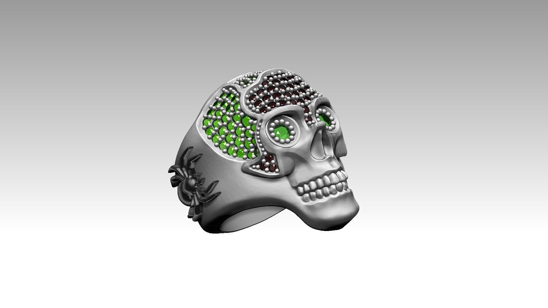 Skull and spider ring 3D print model_3
