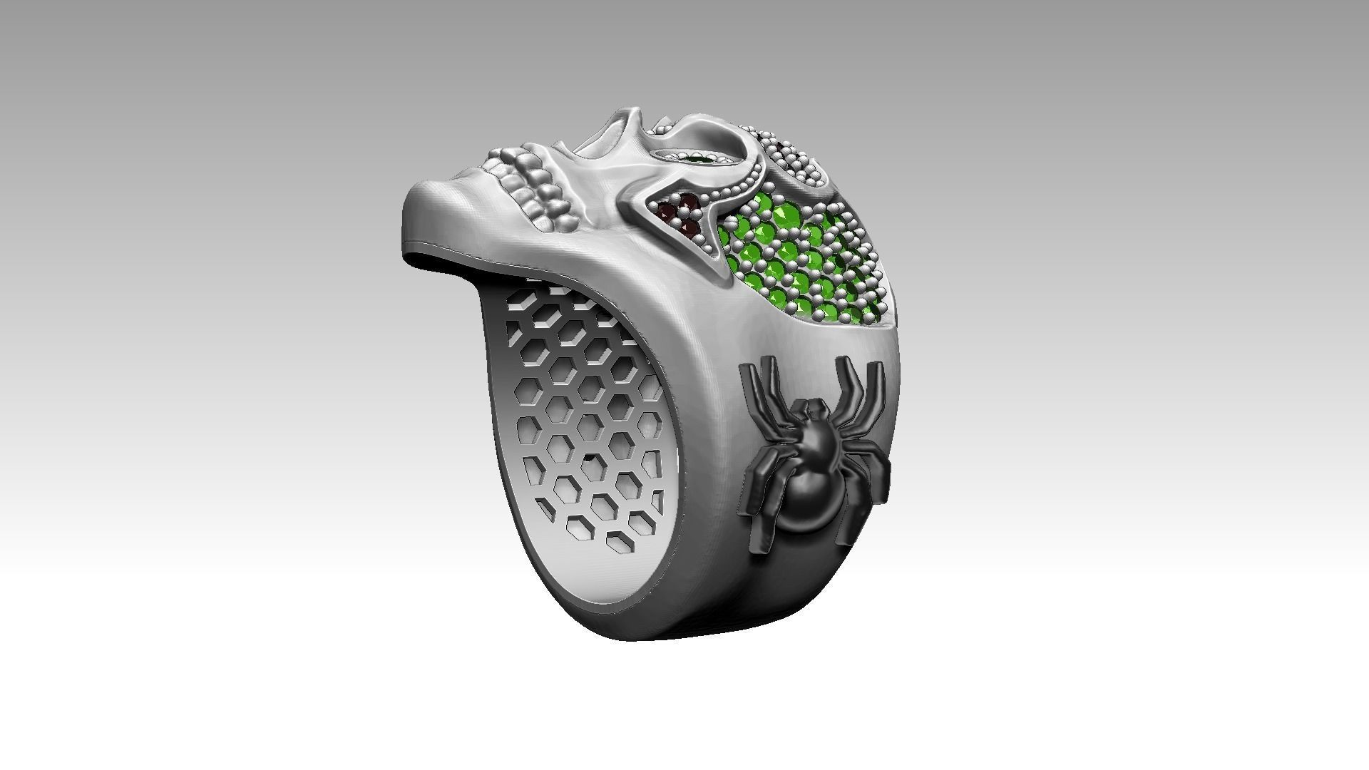 Skull and spider ring 3D print model_4