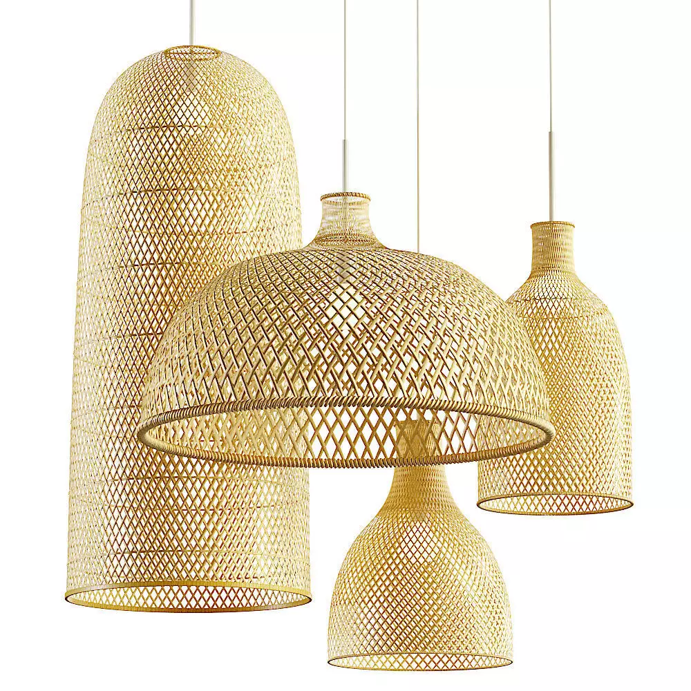 Aliexpress rattan chandelier set 3D model_0