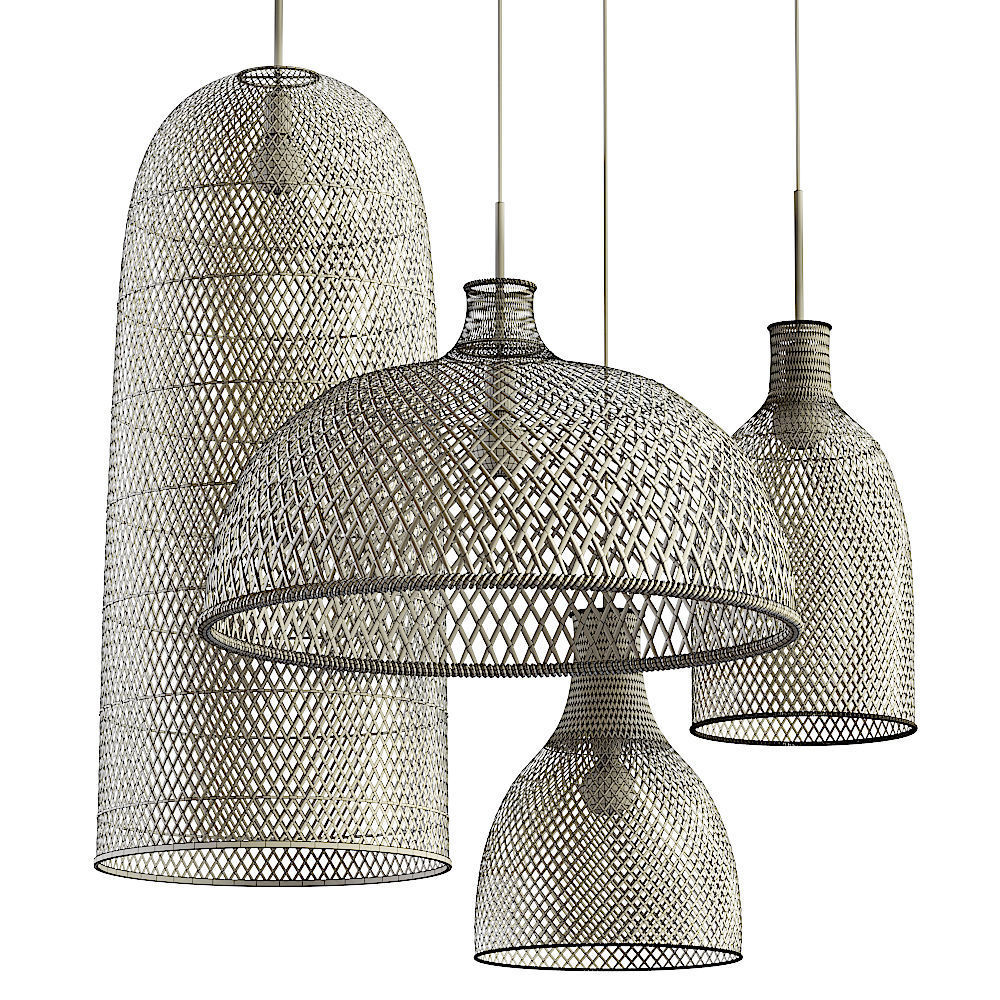 Aliexpress rattan chandelier set 3D model_5