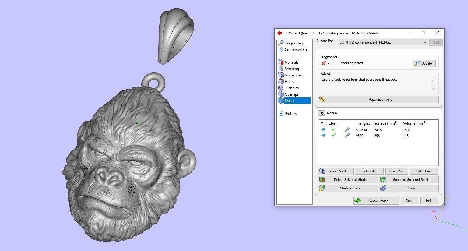 African Black Gorilla Monkey King Pendant 3D print model_5