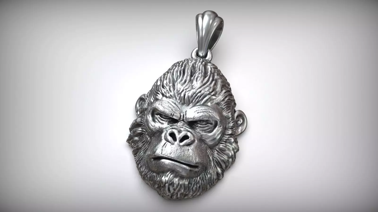 African Black Gorilla Monkey King Pendant 3D print model_0