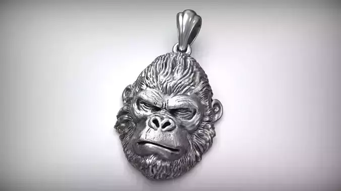 African Black Gorilla Monkey King Pendant 3D print model