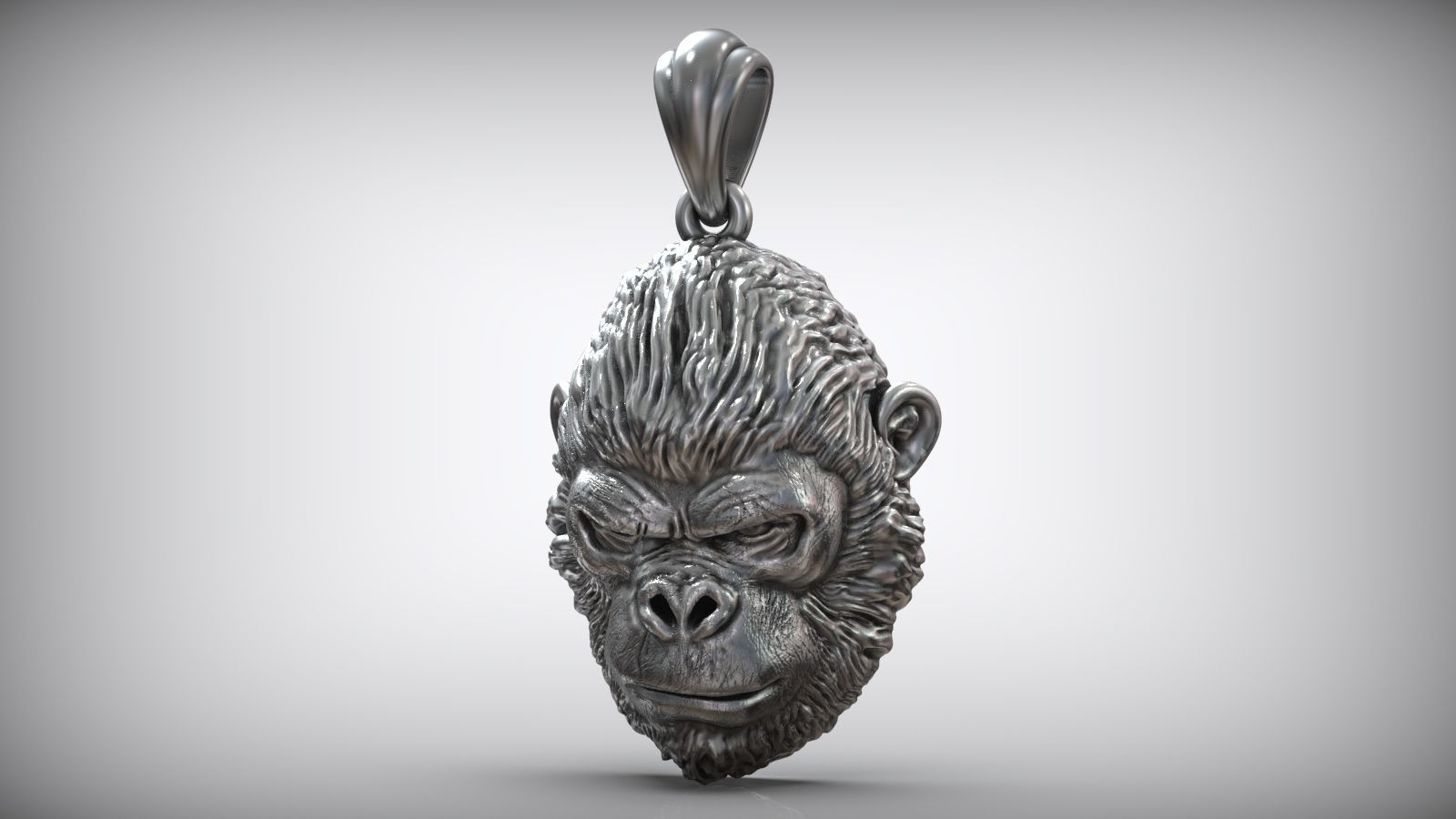 African Black Gorilla Monkey King Pendant 3D print model_1