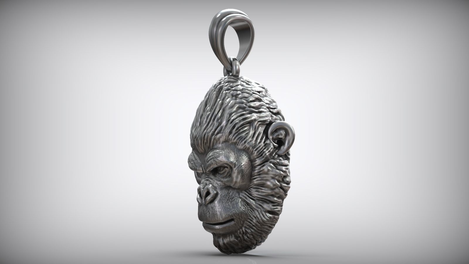 African Black Gorilla Monkey King Pendant 3D print model_2