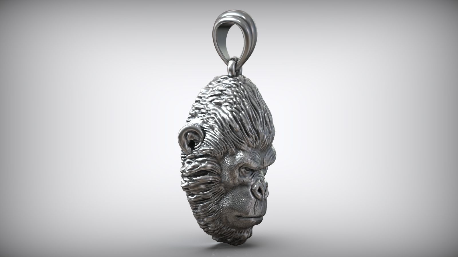 African Black Gorilla Monkey King Pendant 3D print model_3