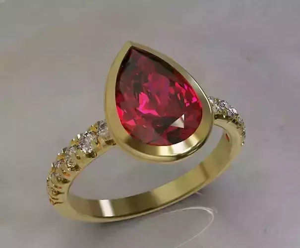 Engagement ring with marquise and round gemstones