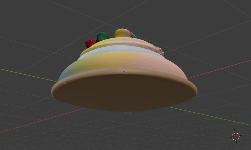 Decorative vase cover lid with gradient color ribbon and fruit 3D model_8