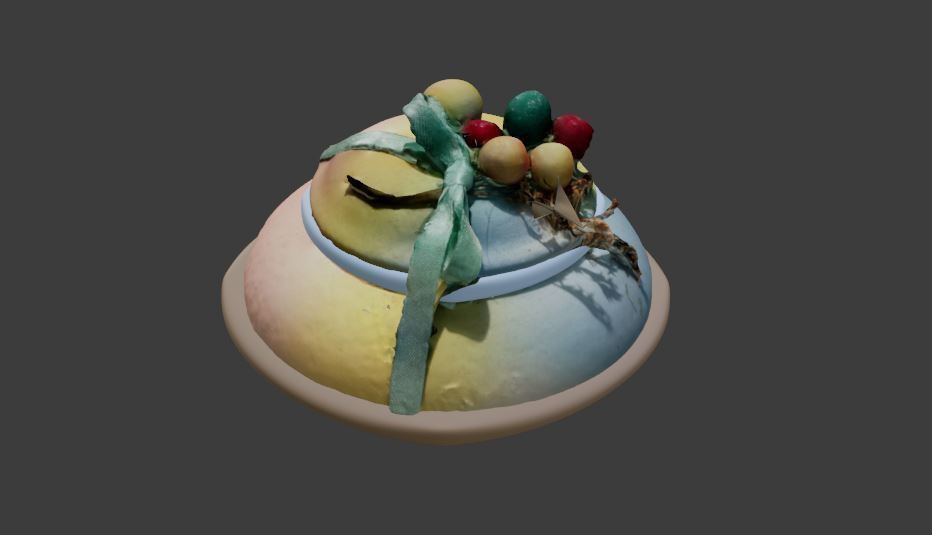 Decorative vase cover lid with gradient color ribbon and fruit 3D model_6