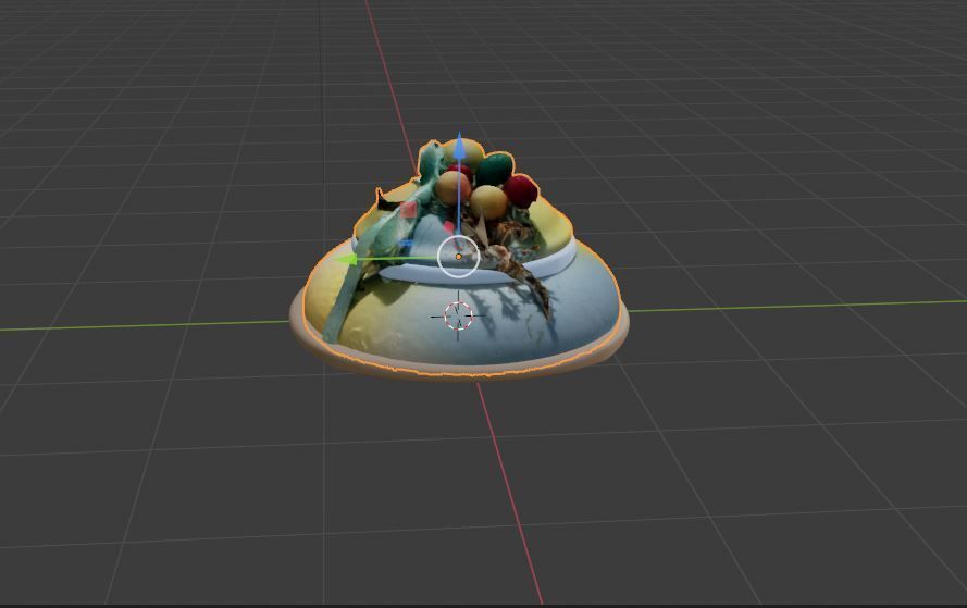 Decorative vase cover lid with gradient color ribbon and fruit 3D model_2