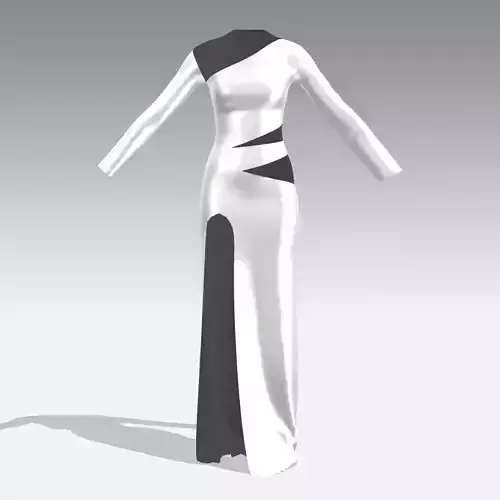 DRESS ONE SHOULDER WHITE LONG DRESS TRANSPARENT LOOK SLIT SKIRT