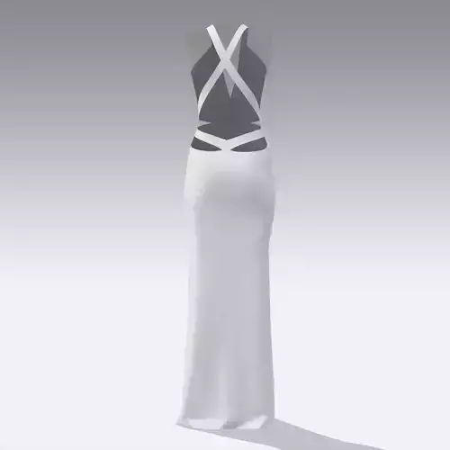 DRESS WHITE BACK SHOULDER DEKOLETTE  STYLE LOOK