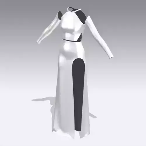 DRESS SATIN WHITE LONG DRESS FASHION STYLE