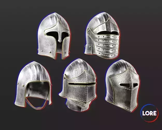 Medieval Noble Armor Helmets Low-poly 3D model