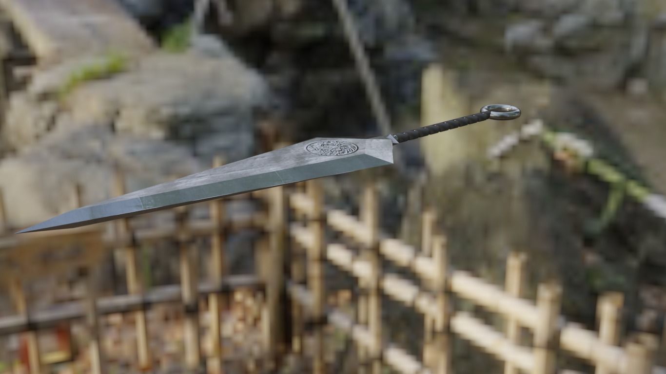 Ninja Kunai Low-poly 3D model_5