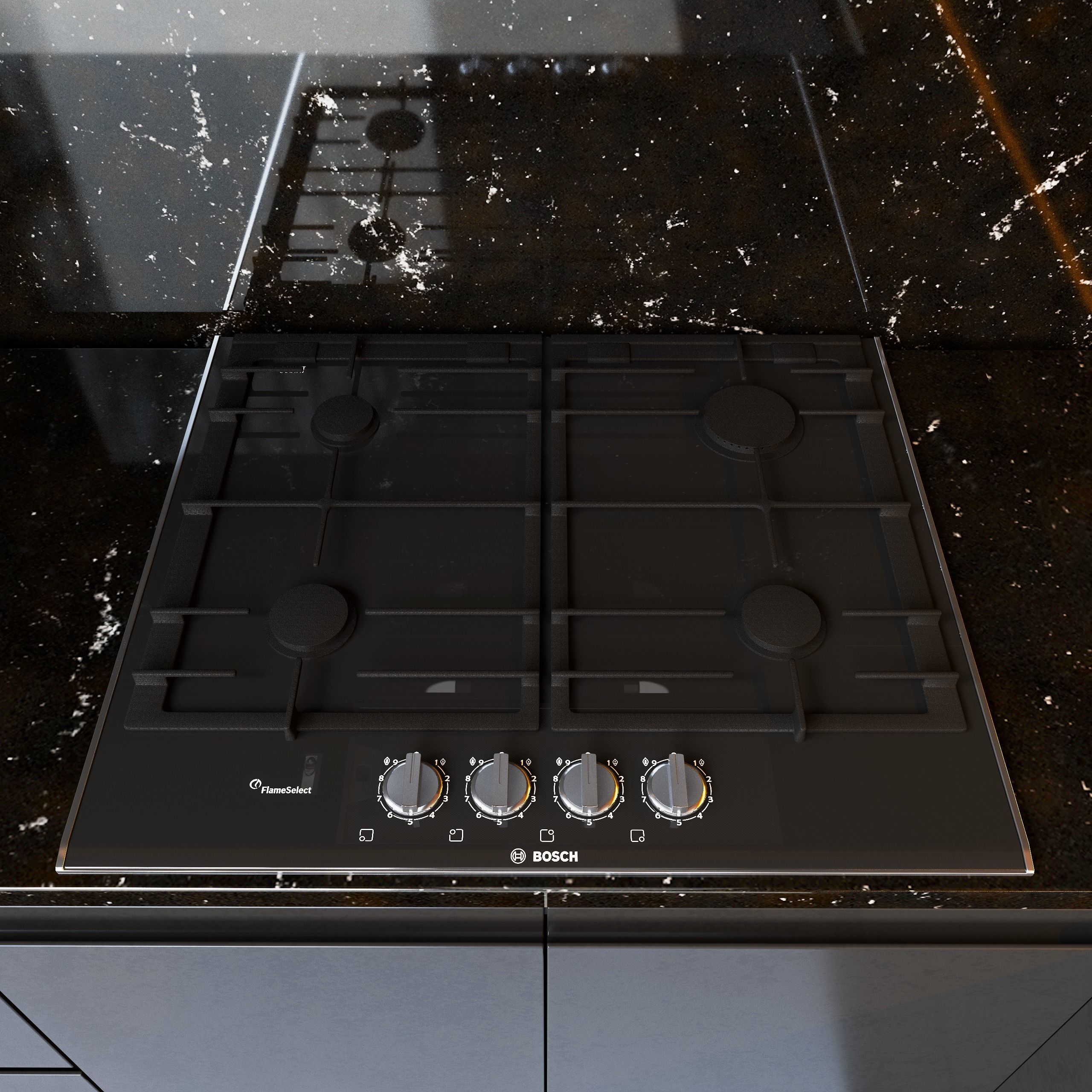 Black modern kitchen Low-poly 3D model_5