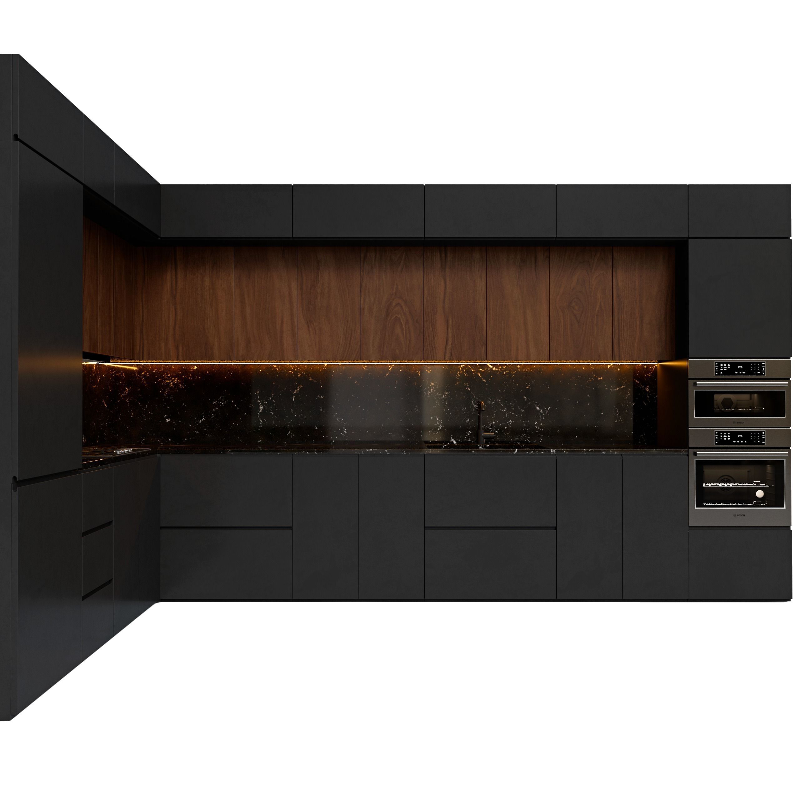 Black modern kitchen Low-poly 3D model_2