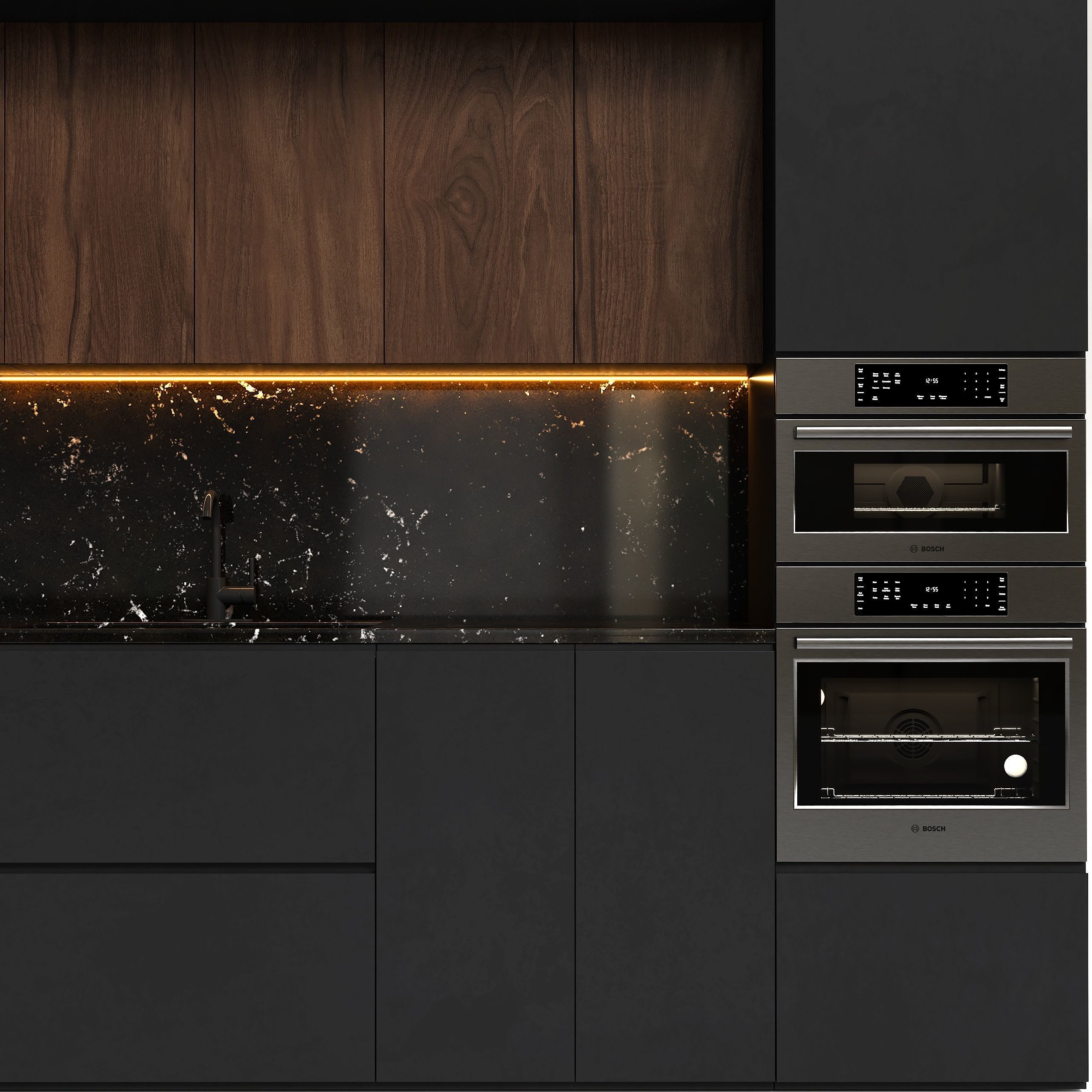 Black modern kitchen Low-poly 3D model_1