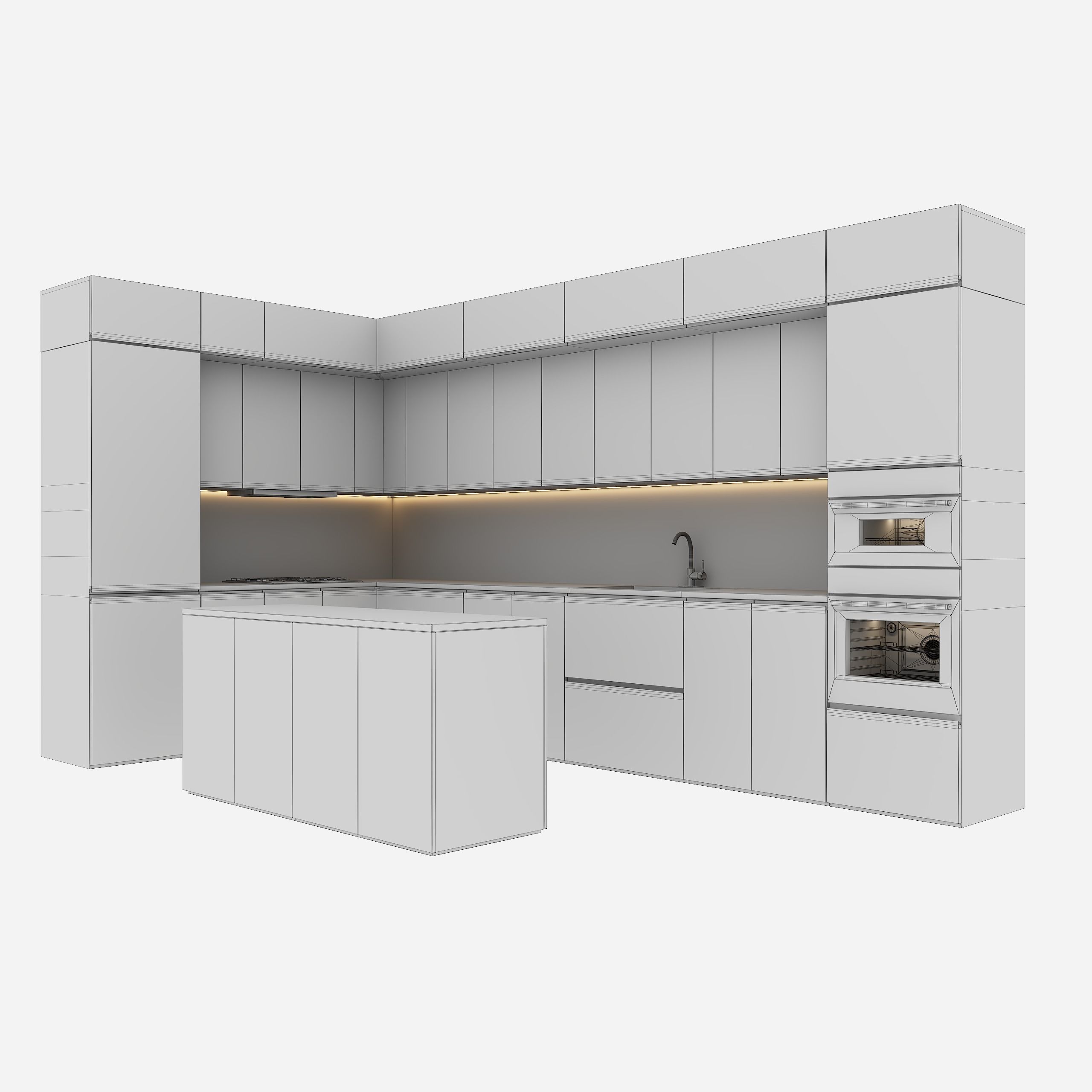 Black modern kitchen Low-poly 3D model_4