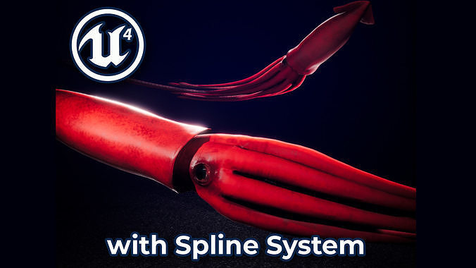 Giant Squid for Unreal Engine Low-poly 3D model