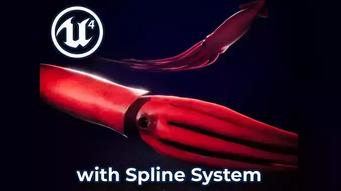 Giant Squid for Unreal Engine Low-poly 3D model