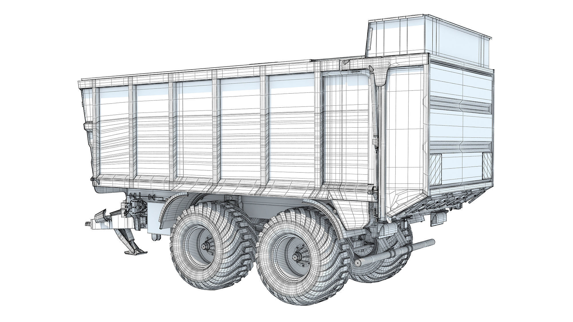 Farm Tractor Trailer 3D model_15
