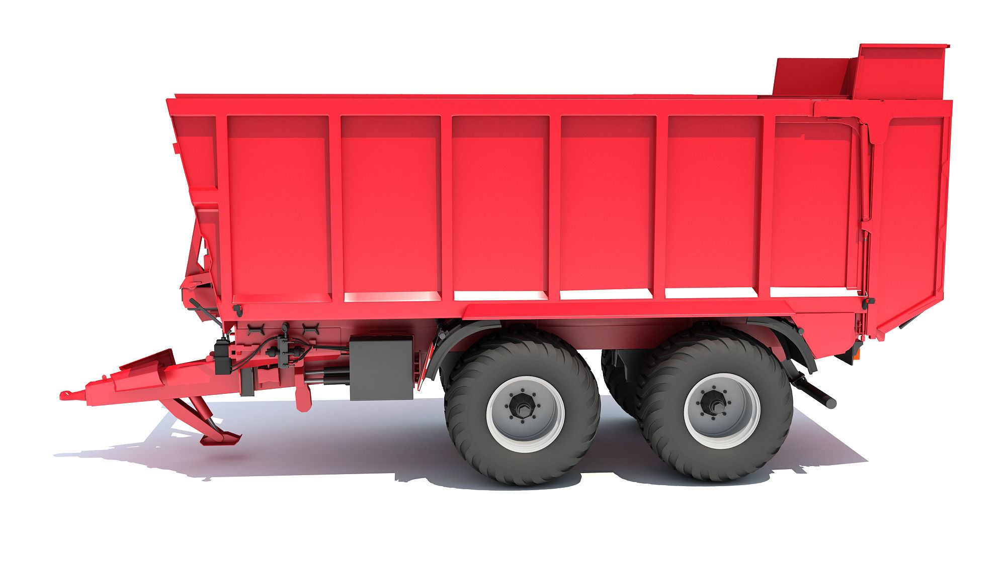 Farm Tractor Trailer 3D model_1