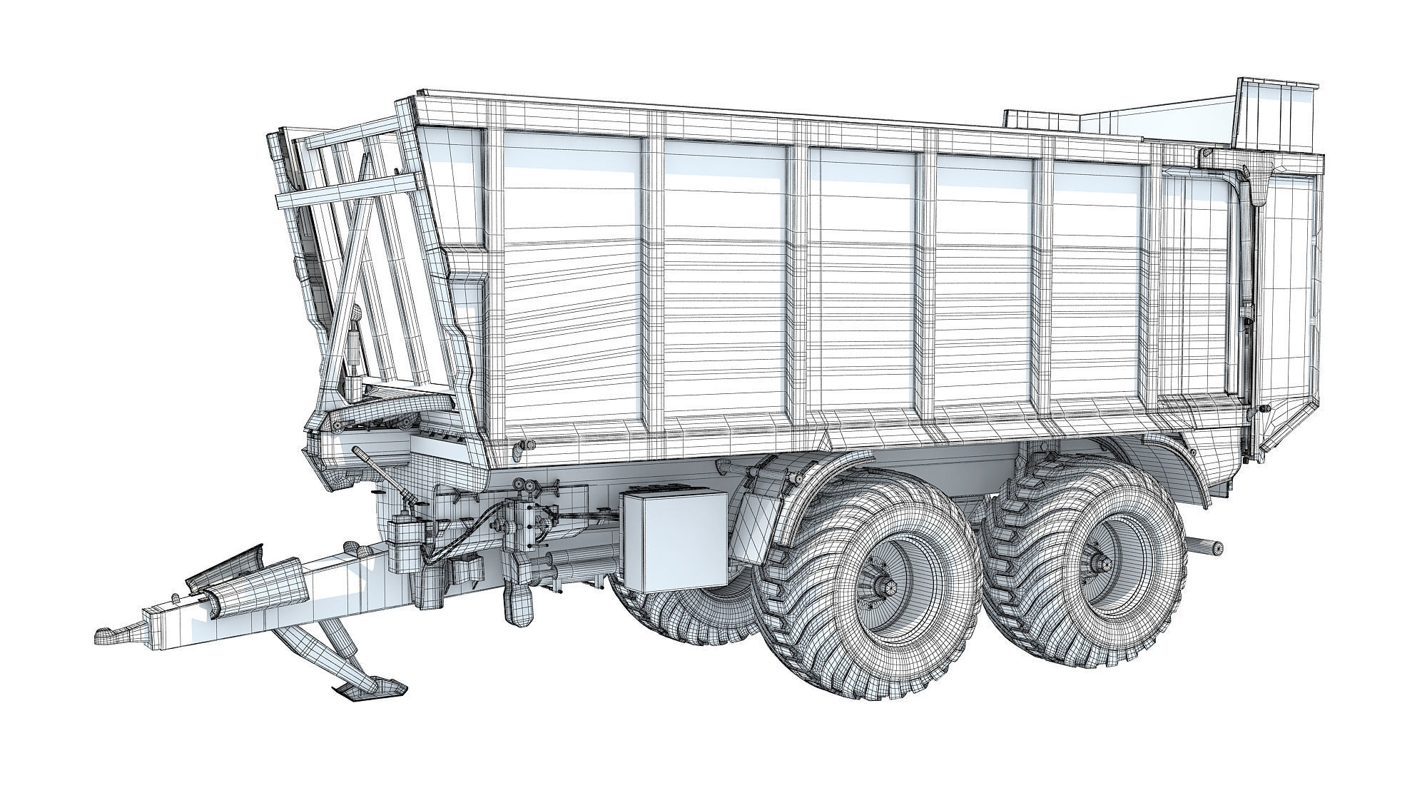 Farm Tractor Trailer 3D model_14