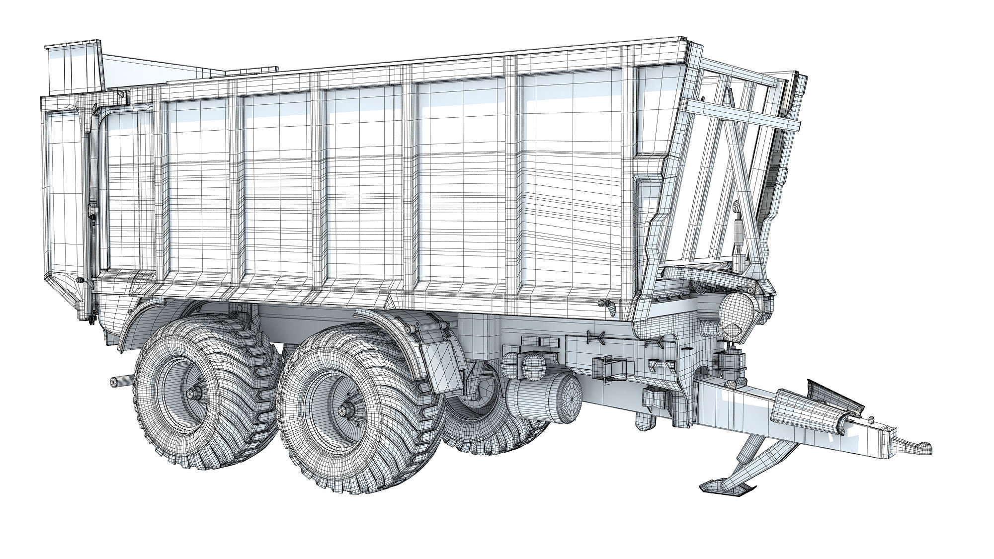 Farm Tractor Trailer 3D model_17