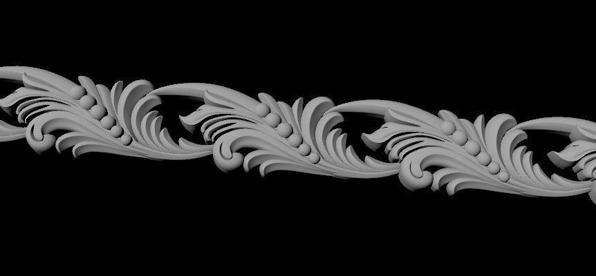 baguette shabby chic scalloped edge trim 3D model_2