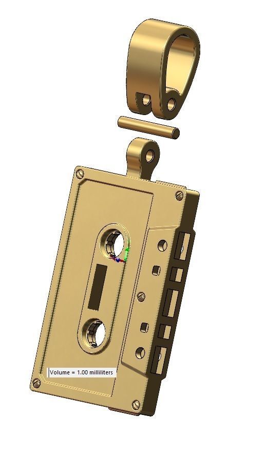 Cassette tape pendant with bail 3D print model_14