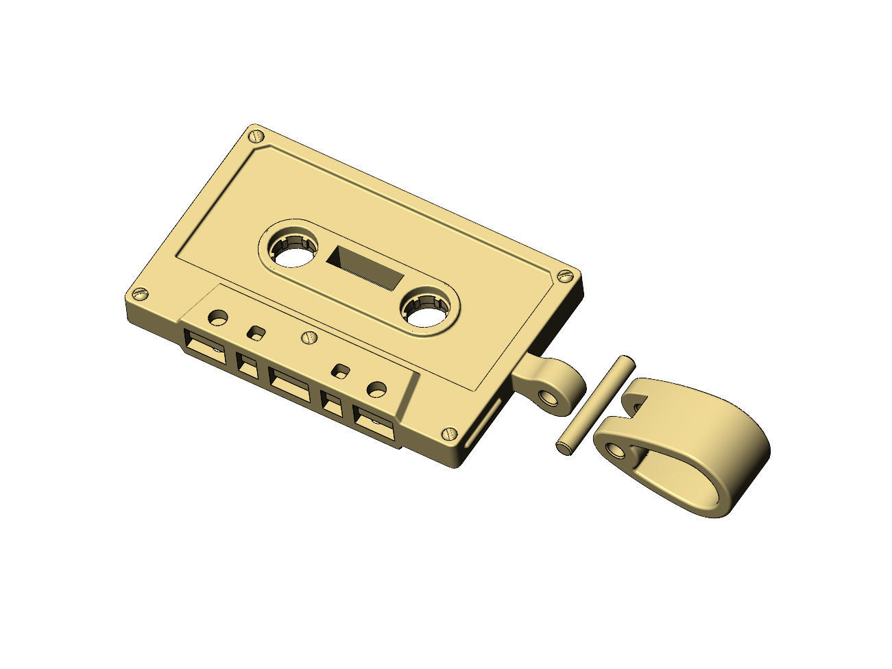 Cassette tape pendant with bail 3D print model_10